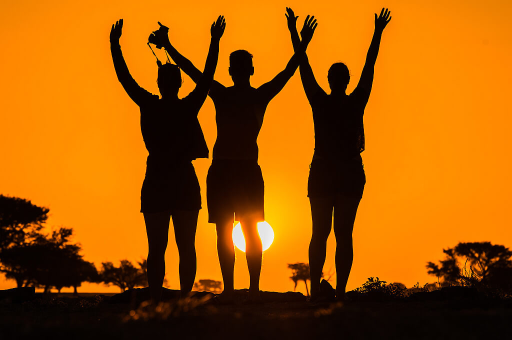 Sonnenuntergang in der Namib Wüste